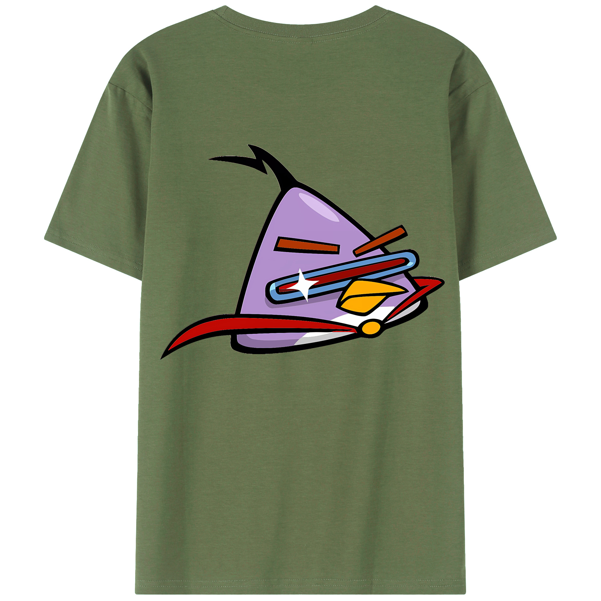 （画像用） Angry Birds アングリーバード 綿100％ メンズ半袖Tシャツ（バックプリント） 通気性